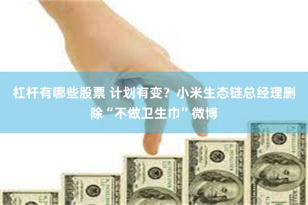 杠杆有哪些股票 计划有变？小米生态链总经理删除“不做卫生巾”微博