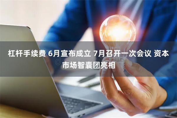 杠杆手续费 6月宣布成立 7月召开一次会议 资本市场智囊团亮相